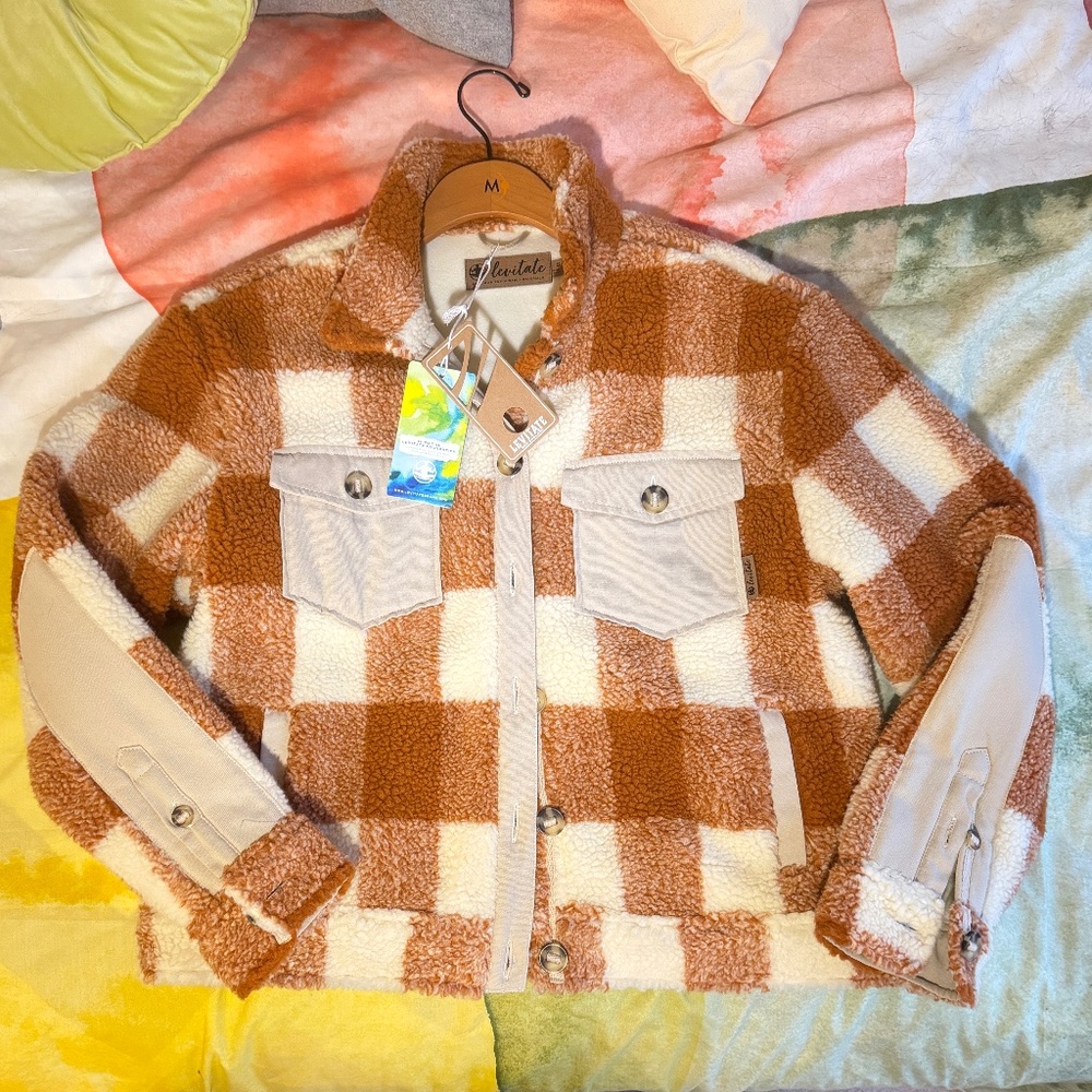 Levitate Orange Plaid Fleece Jacket
